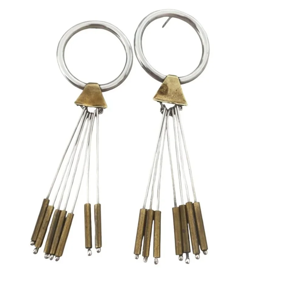 Sterling Silver large vintage NA Brutalist dangling statement Iconic Kinetic